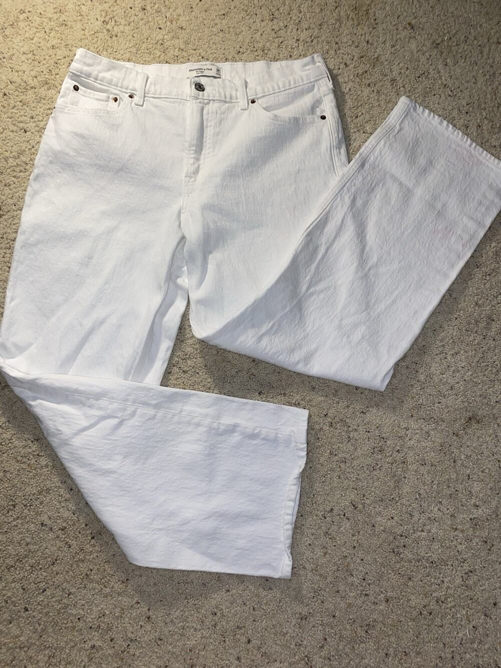Abercrombie & Fitch Womens White Low Rise Straight Leg Cotton Denim Jeans 29